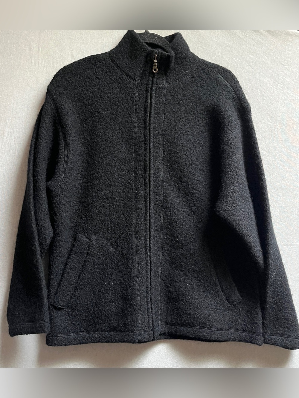 Patagonia Black 100% Wool Knit Full-Zip Shirt Jacket Women's M